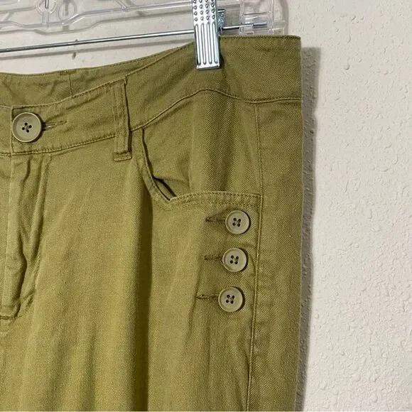 Cabi Charlie Linen / Lyocell Blend Olive Green Wide Leg Trouser Pants Women's 8 - Picture 14 of 14